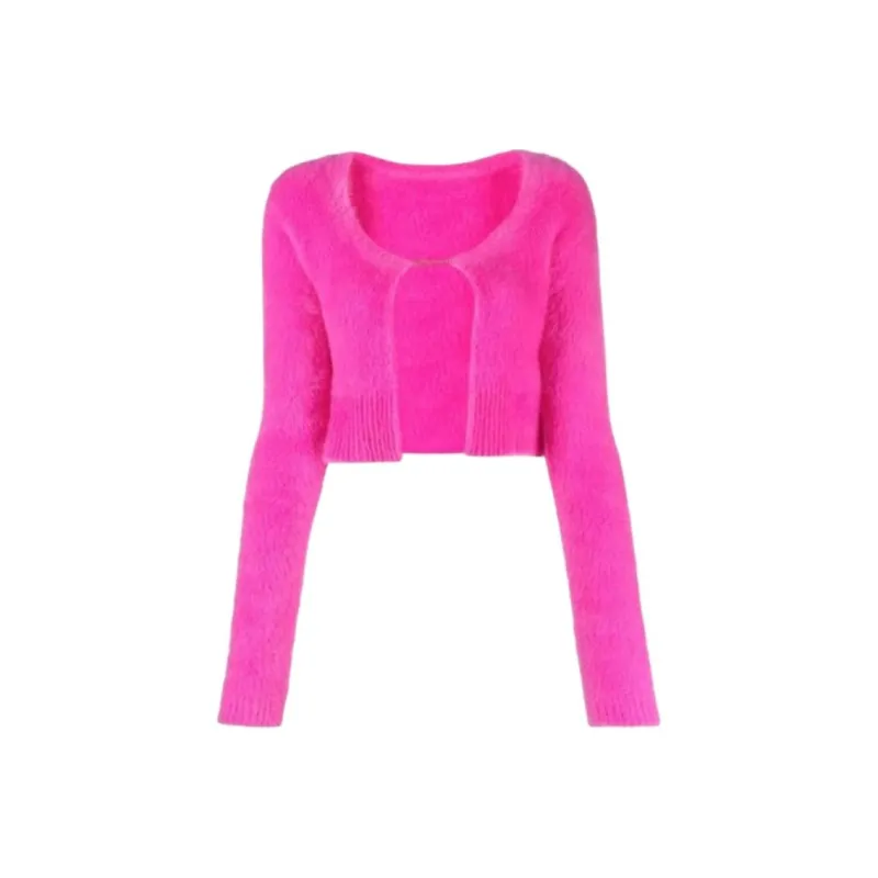 Jacquemus La Maille Logo charm Cropped Knitted Cardigan-0
