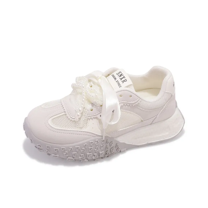 SNXR Breathable, Height Enhancing, Lightweight Low Top Casual Shoes Women's Beige-1