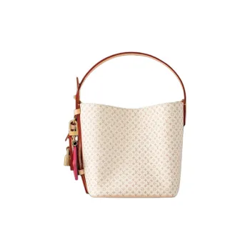 LOUIS VUITTON All In Cow Leather Bucket Bag, One Shoulder Handbag Trumpets Women's Sand Dune