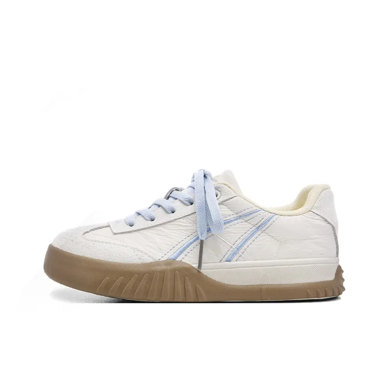 Ordifen Low Top Skateboard Shoes Women's Light Beige Blue-0