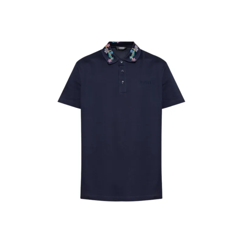 VERSACE Logo embroidered Polo Shirt-0