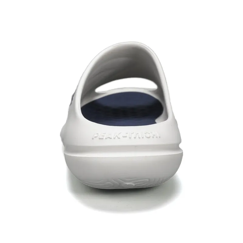 PEAK Very Small Fat Drag Slip Resistant Abrasion Resistant Cushioning Slide Slippers Men's Super Light White Dark Blue-3