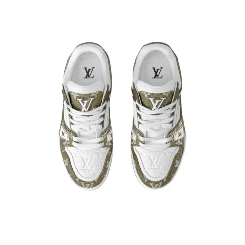 LOUIS VUITTON Trainer Low Top Skateboard Shoes Men's Green-3
