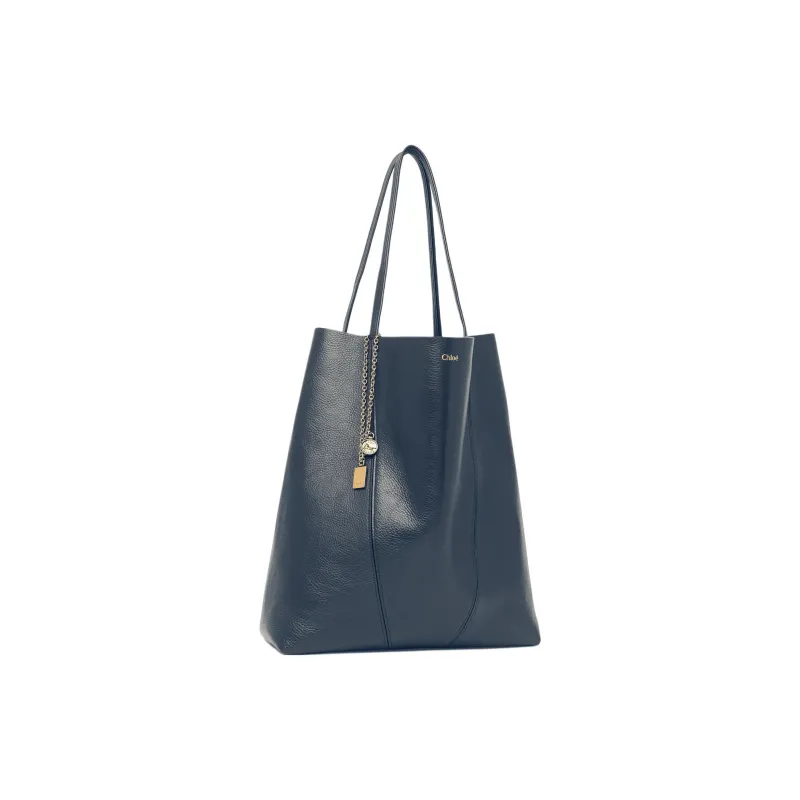 Chloe Cow Leather Tote Bag, Shopping Bag, Shoulder Bag Tubas Women's Tapestry Blue-2