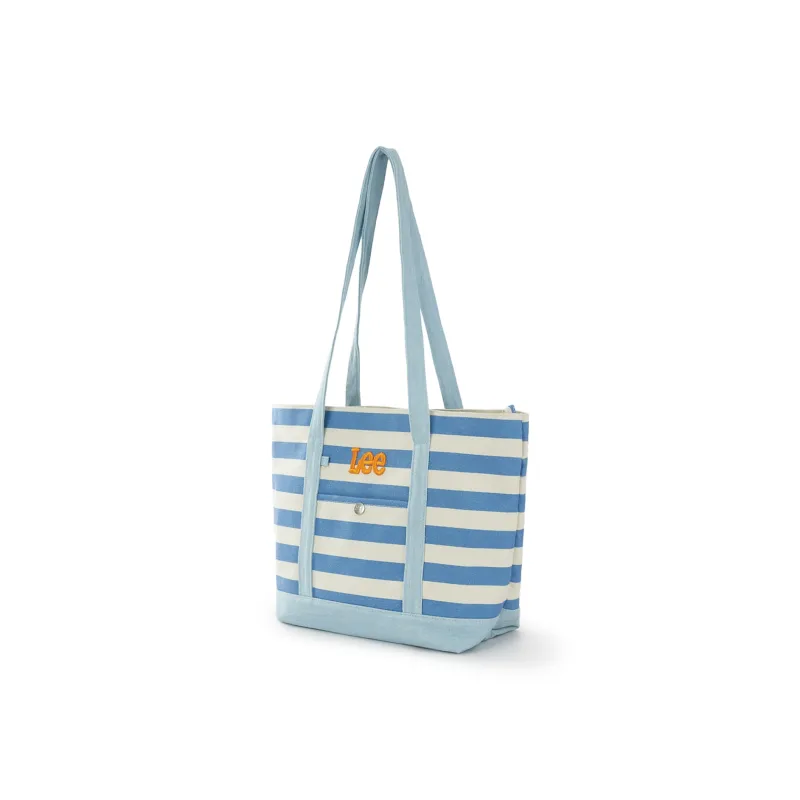 Lee Fabric Tote Handbag, Shoulder Bag Regular Women's Blue White Stripes-2