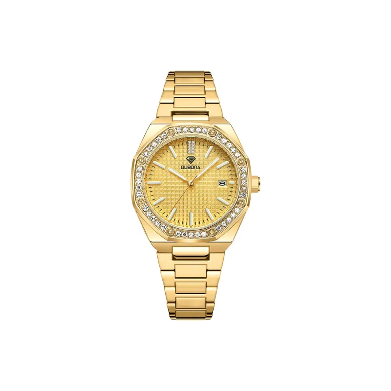 AIVN Small Gold Watch Mechanical Movement Stainless Steel Watchband Women's Watch Gold Dial-0