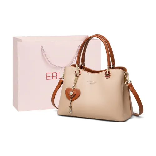 EBLAN Cow Leather Handbag, Shoulder Bag, Crossbody Bag Regular Women's Milk Tea/Blue
