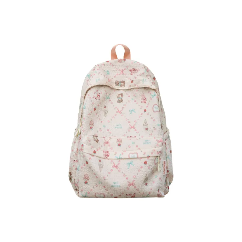 Kaka Tree Polyester Backpack Unisex White/Yellow/Blue/Pink-10