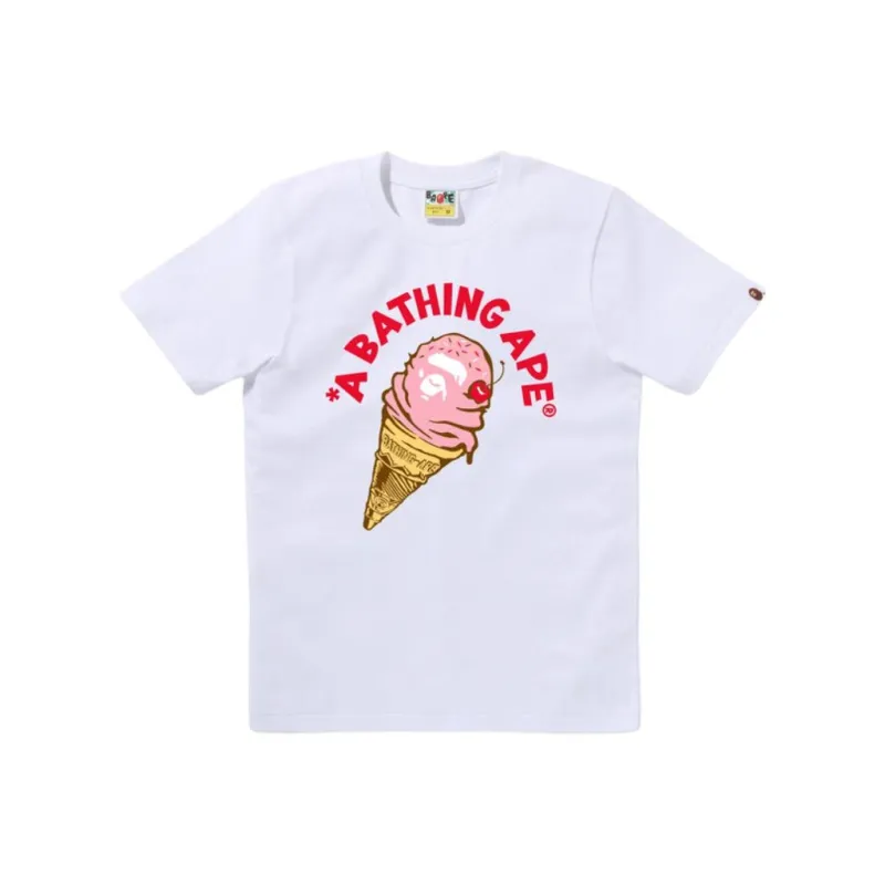 Bape Women's Ice Cream Tee White Pink-1
