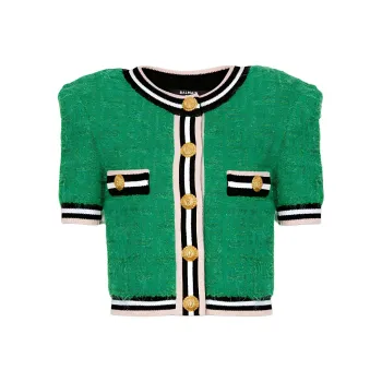 BALMAIN Tweed Knit Cardigan