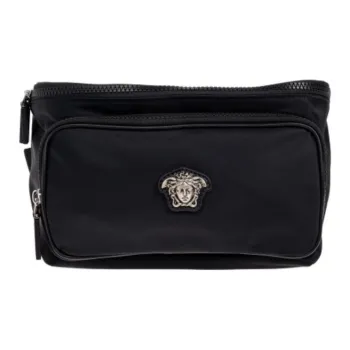 VERSACE Fabric With Leather Fanny Pack Men's Black