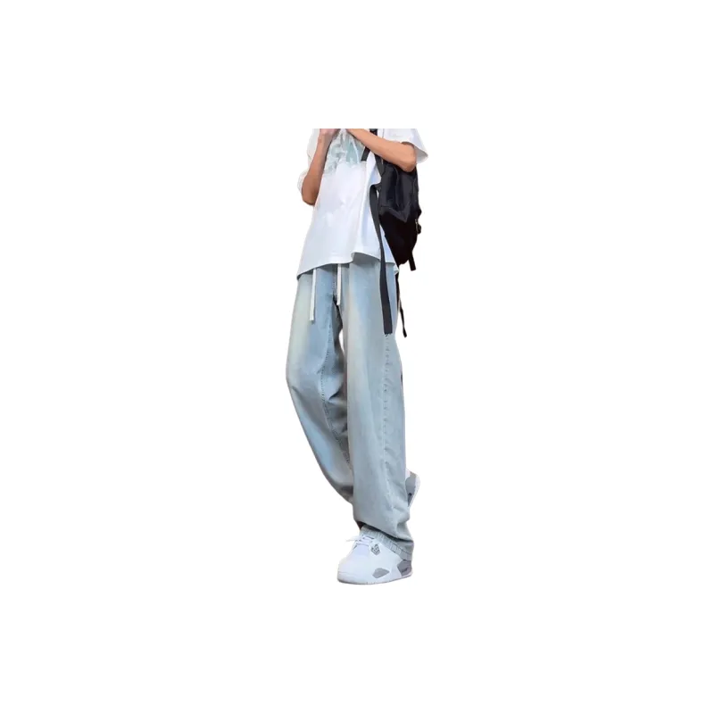 DARK HORSE Extended Length Tall Drawstring Wide Leg Jeans Unisex-0
