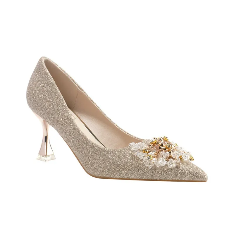 KATHRYN WILSON Slim Heel High Heels 7.5cm Women's Champagne-1