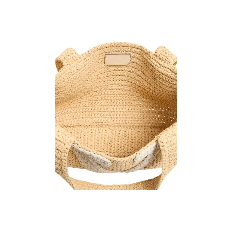 Valentino Raffia Tote Bag, Shopping Bag, Handbag Medium Size Women's Natural Color-4