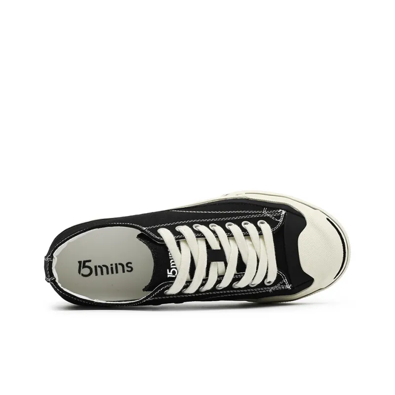 15 MINS Anti Slip Wear Resistant Low Top Skateboard Shoes Men's Black-2