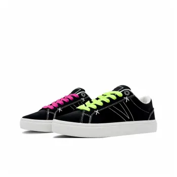 7 SEVFUN Abrasion Resistant, Lightweight, And Breathable Low Top Skateboard Shoes Unisex Pink Green Mismatched