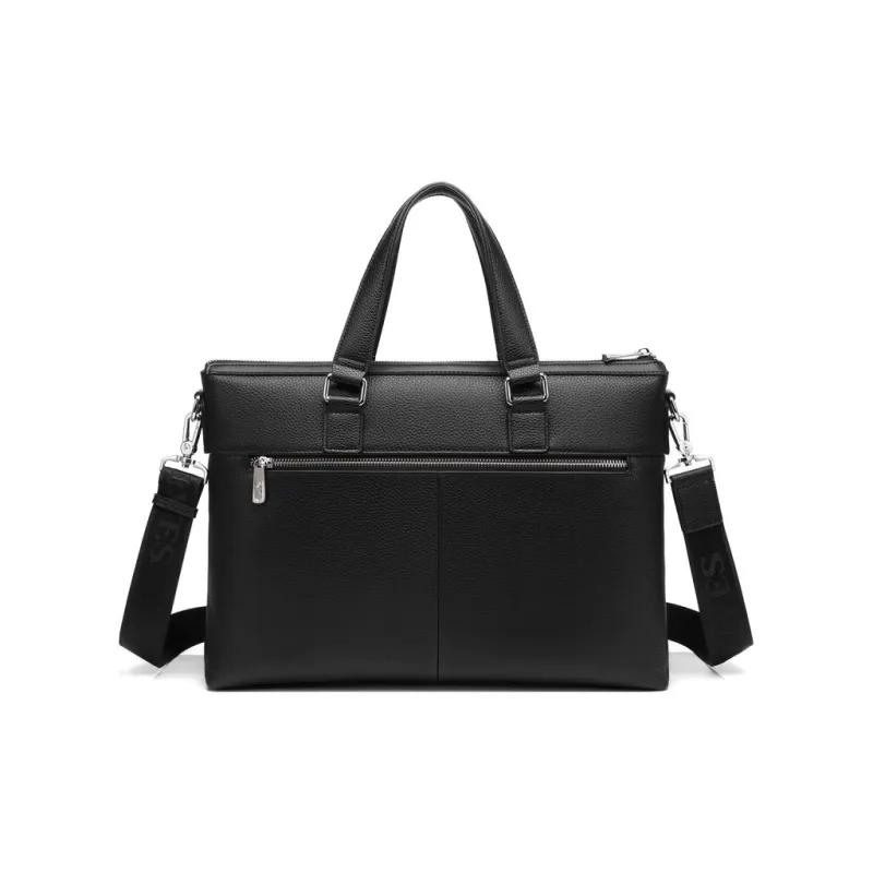 SEPTWOLVES Top Grain Cow Leather Briefcase Medium Size Men's Black-1