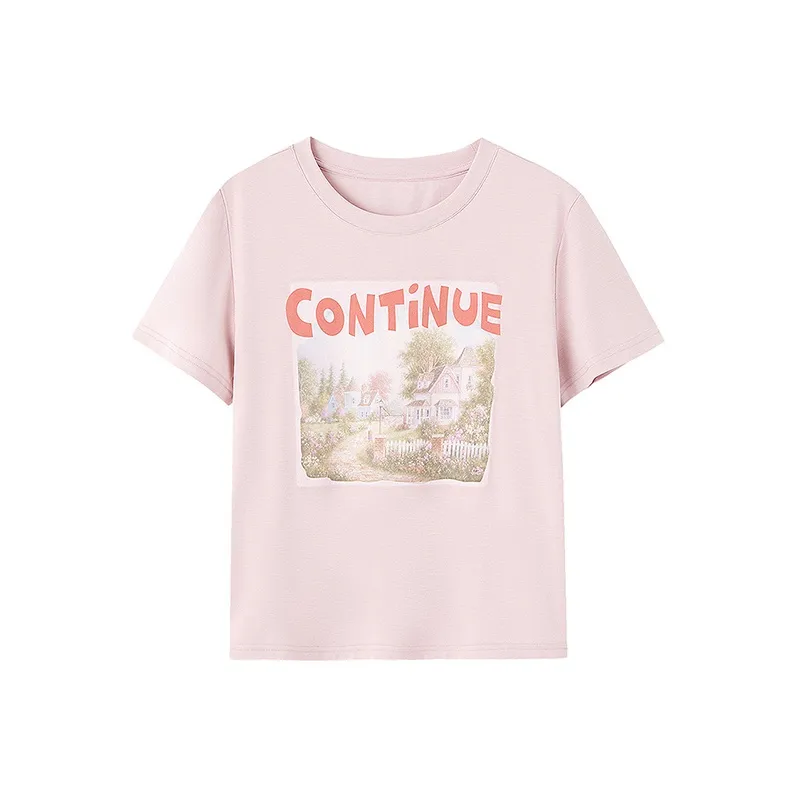 LUYOUYE T Shirts Women's Leather Pink-0