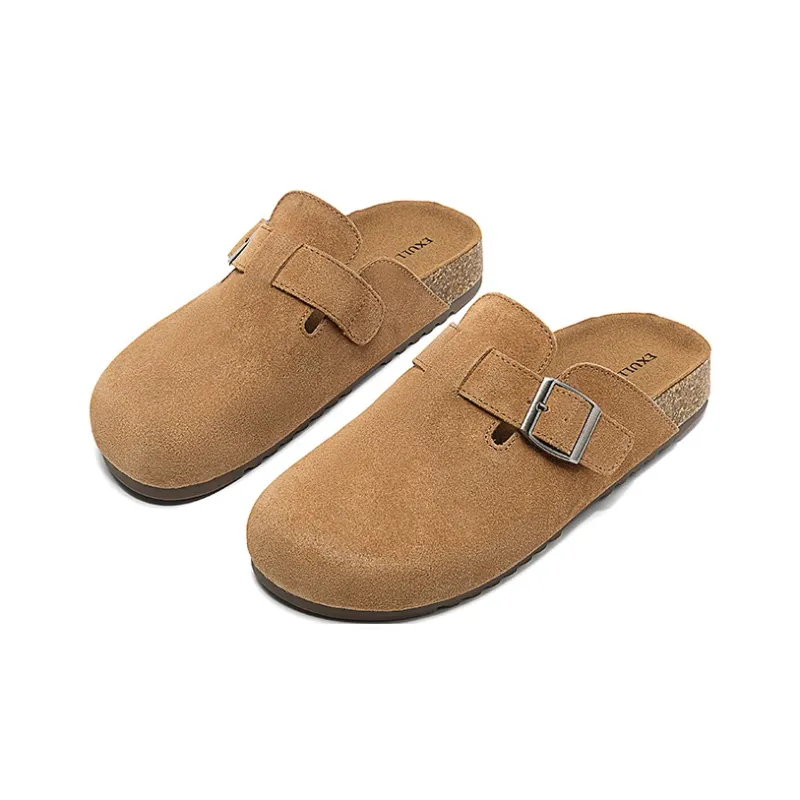 EXULL Q Stitching Odor Resistant Abrasion Resistant Slip Resistant Closed Toe Slippers Women's Brown-1