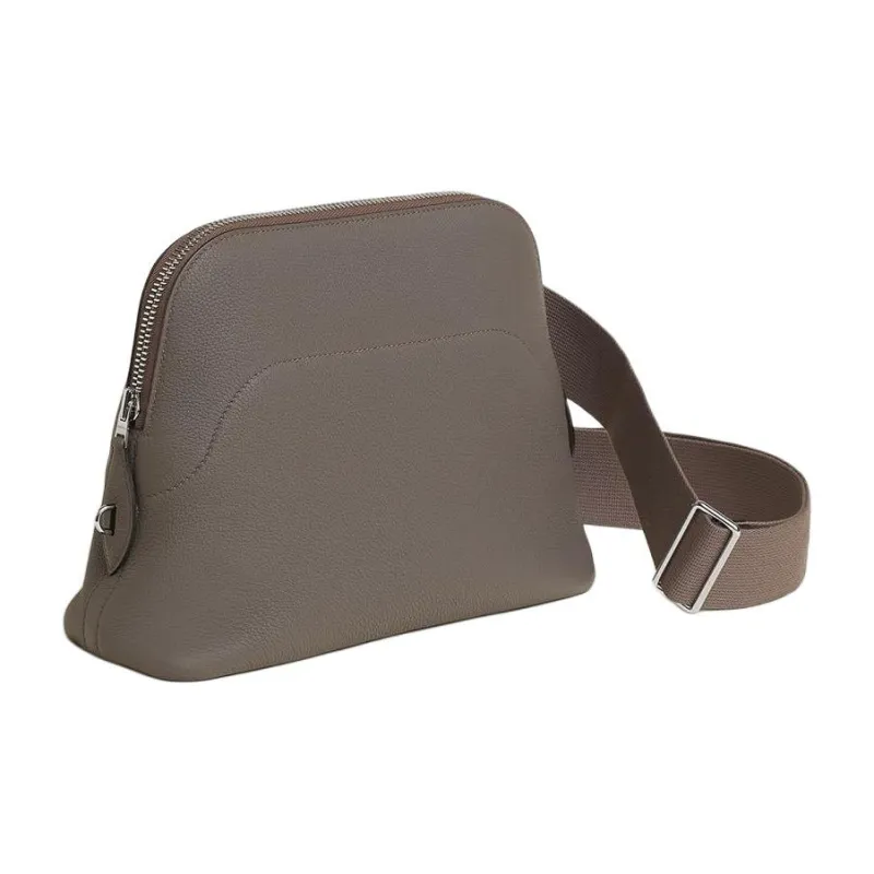 HERMES Calfskin Crossbody Bag Unisex 8F Gris ÉTain Tin Gray-1