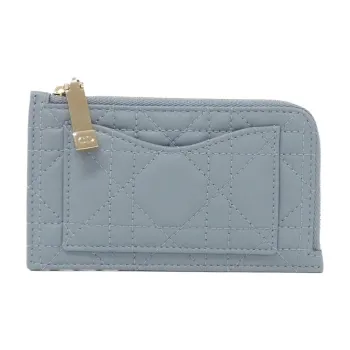DIOR Lady Dior Calfskin Card Holder Women's Light Blue