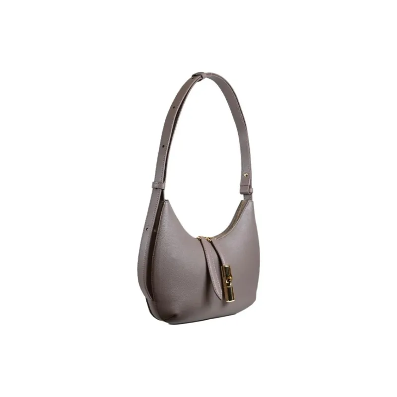 Furla GOCCIA Leather Shoulder Bag Women's Mud Gray Light Purple-1