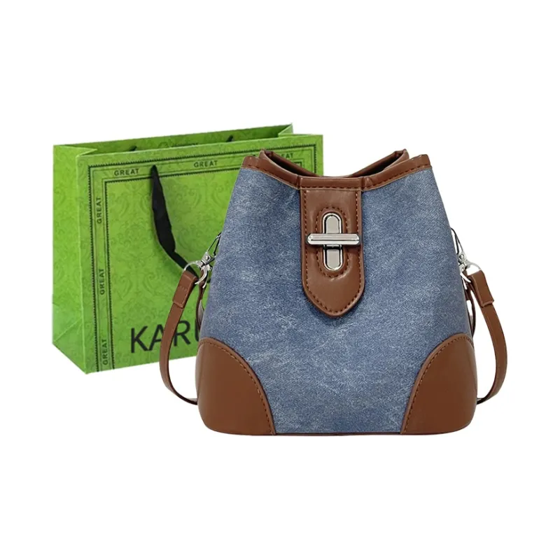 KARUISHA PU Bucket Bags Crossbody Bag, Shoulder Bag Women's White/Blue & Brown/Black-4