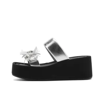 FIVE PLUS PU Polyurethane Slip Resistant Slide Slippers Women's Silver