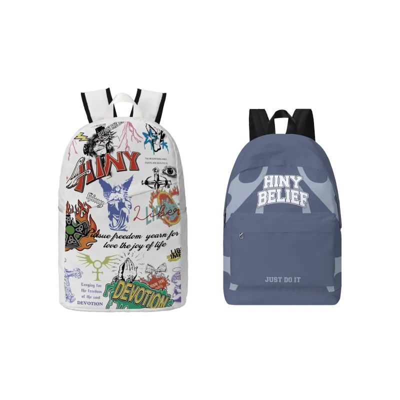 HINY Polyester Student Backpack Regular Unisex White-35