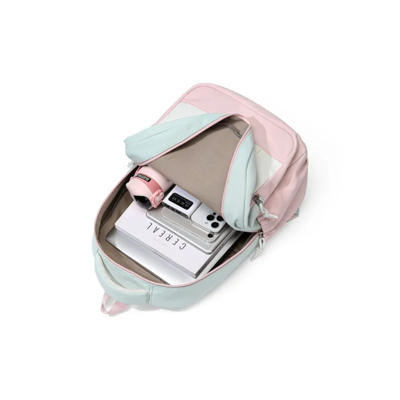 CinvaiKrose Fabric Short Trip Backpack Travel Backpack Laptop Bag Regular Women's Green/Beige Yellow-4