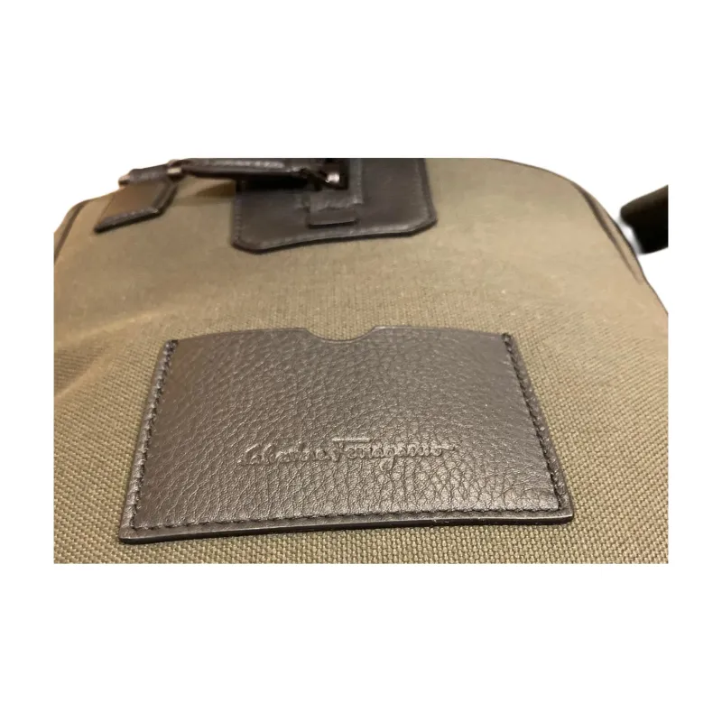 FERRAGAMO Canvas Bag Travel Bag Men's Green-4