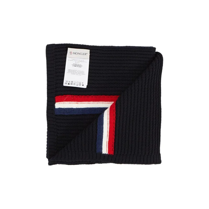 Moncler Wool Knit Scarves Unisex Marine Blue-1