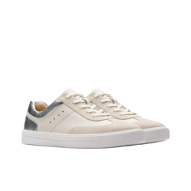 Clarks Makea Court Low Top Skateboard Shoes Women's Silver-2