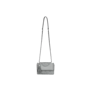 TORY BURCH Fleming Leather Crossbody Bag, Shoulder Bag Trumpets Women's Gray