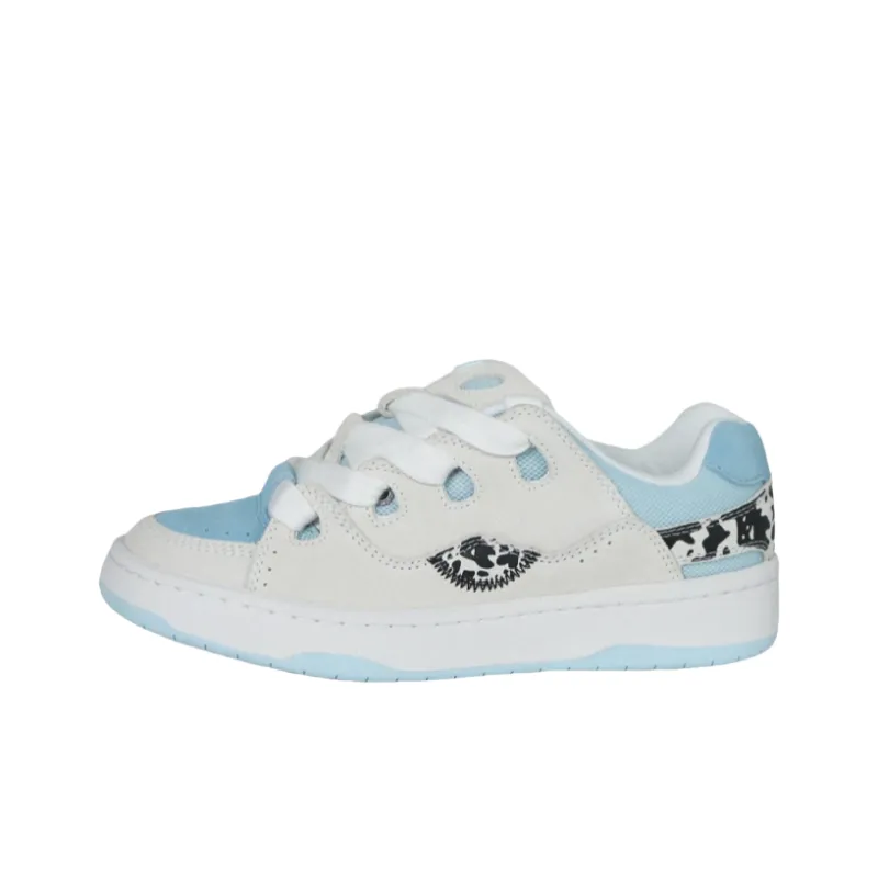 JimiXiong Low Top Skateboard Shoes Women's White Blue-5
