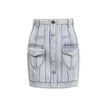 BALMAIN Denim Short Skirts Women's Light Blue