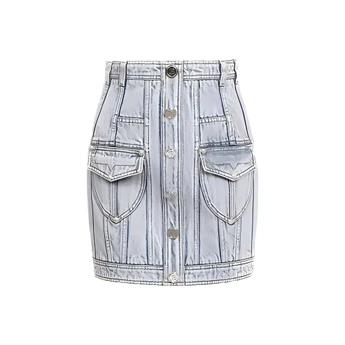 BALMAIN Denim Short Skirts Women's Light Blue