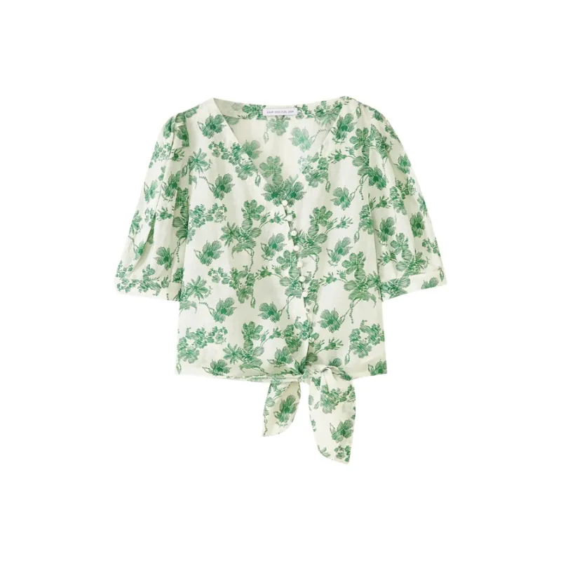 SHUIYUNJIAN Shirts Women's Forest Green Floral-0