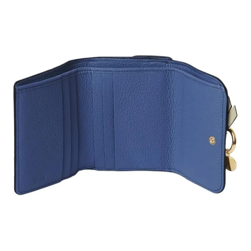 Chloe Cow Leather Wallet Trumpets Women's Blue-2