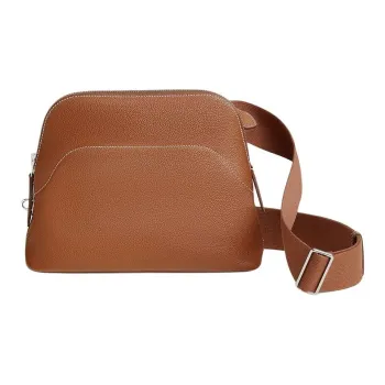 HERMES Bolide Calfskin Crossbody Bag Unisex Light Yellow Umber