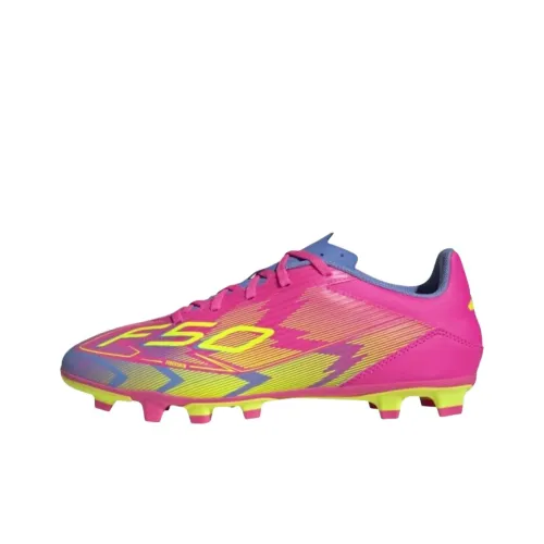 Adidas F50 CLUB FG Rubber Long Studs Anti Slip Wear Resistant Soccer Shoes Men's Pink