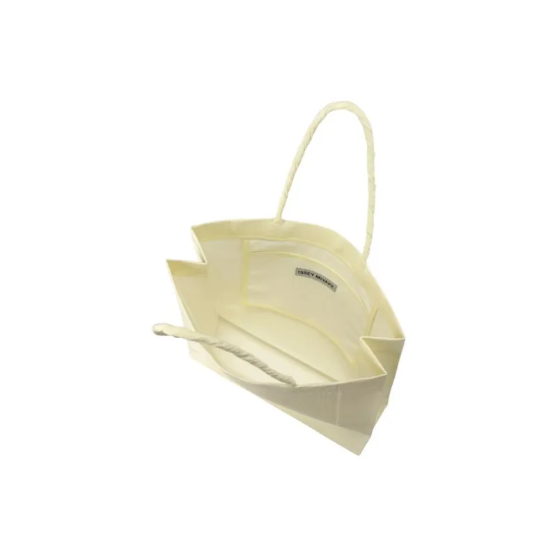ISSEY MIYAKE Japanese Washi Fabric Tote Bag, Shopping Bag, Handbag Women's Yellow-2