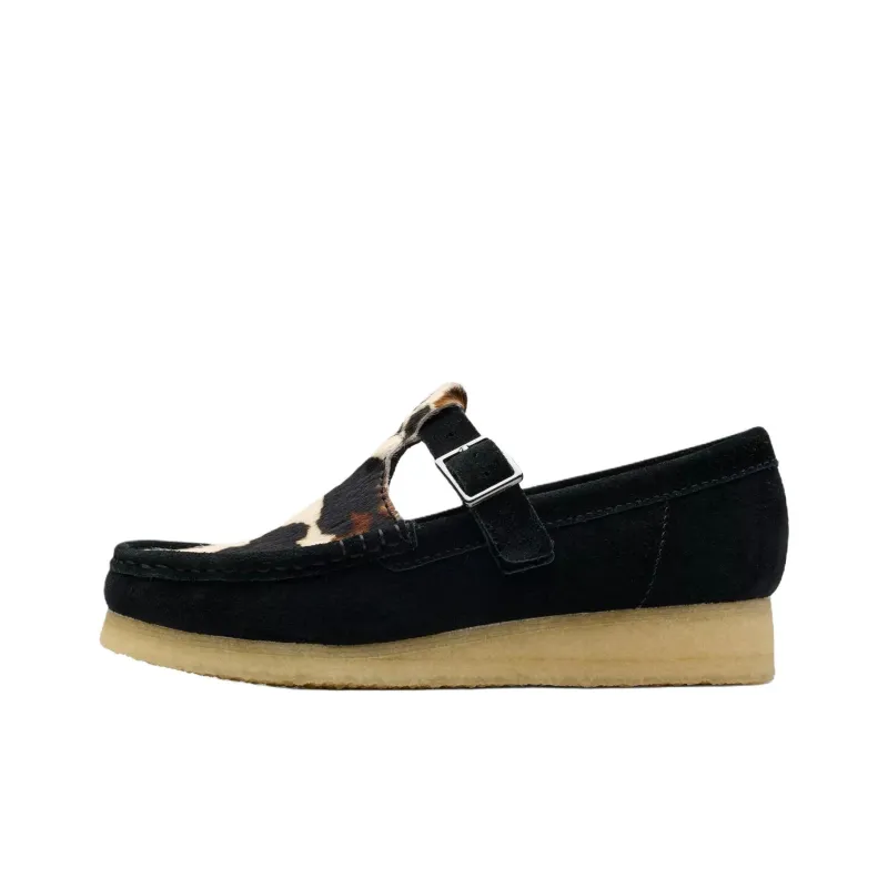 Clarks Wallabee T Bar Casual Single Shoes Women's Black-0
