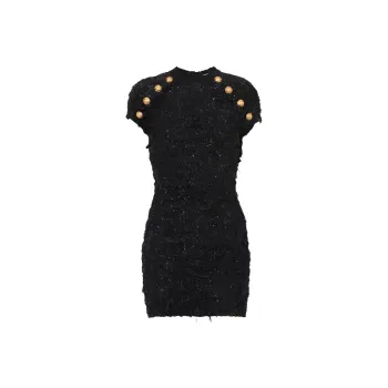 BALMAIN Sequin embellished Tweed Mini Dress