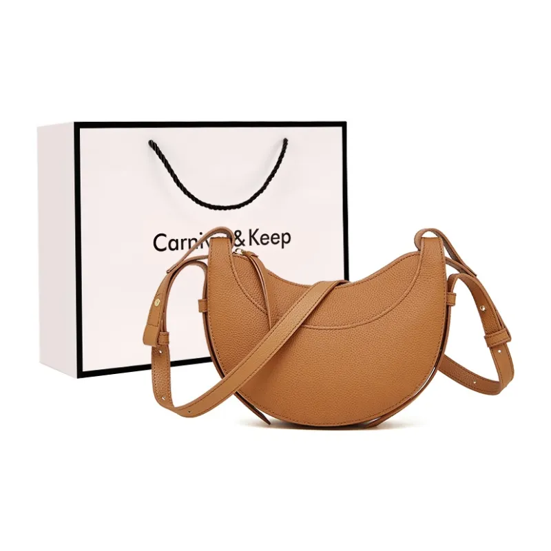 Carnival Keep Cow Leather Shoulder Bag Women's Khaki/Black/Brown-11