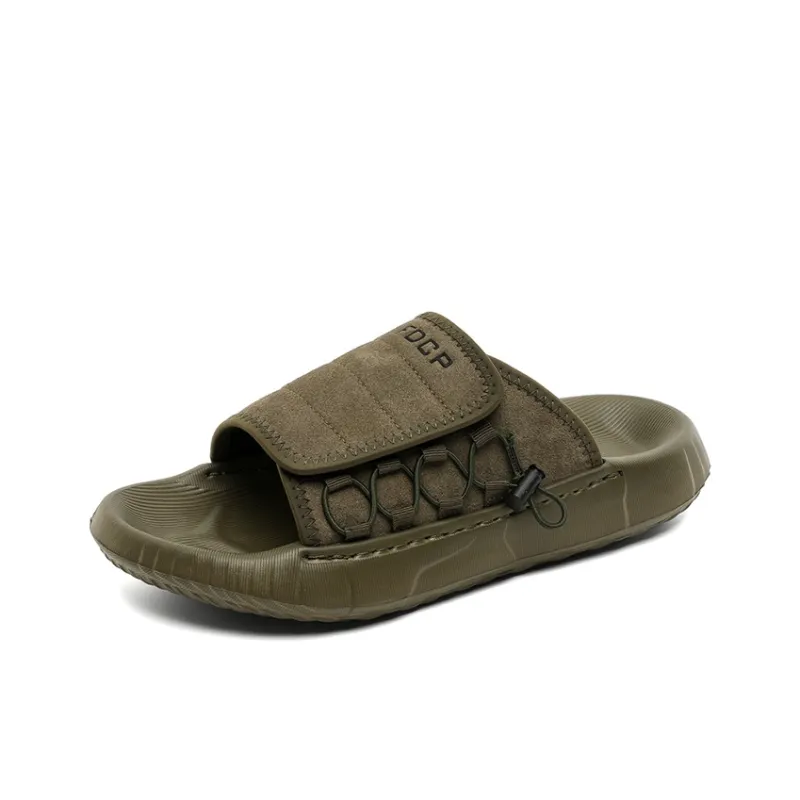 Ritai Slip Resistant Abrasion Resistant Slide Slippers Men's Olive Green-1