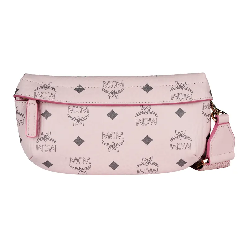 MCM Visetos Canvas Shoulder Bag, Crossbody Bag Mini Women's Pink-0