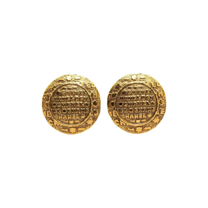 CHANEL Gold Plated Earrings Unisex Gold-0