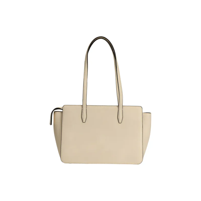 TORY BURCH Robinson Litchi Grain Leather Tote Bag, Shopping Bag, Handbag, Shoulder Bag Trumpets Women's Cream White-2