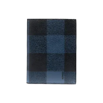 COACH Coated Canvas Passport Holder Unisex Blue/Black Antique Nickel